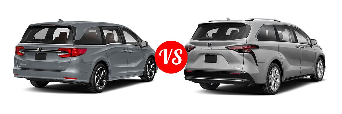 2021 Honda Odyssey Minivan Elite vs. 2021 Toyota Sienna Minivan Hybrid Platinum - Rear Right Comparison