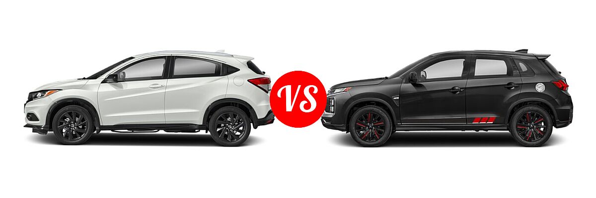 2021 Honda HR-V SUV Sport vs. 2021 Mitsubishi Outlander Sport SUV BE - Side Comparison