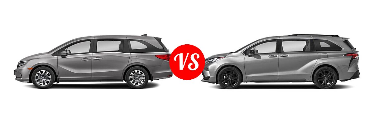 2021 Honda Odyssey Minivan EX-L vs. 2021 Toyota Sienna Minivan Hybrid XSE - Side Comparison