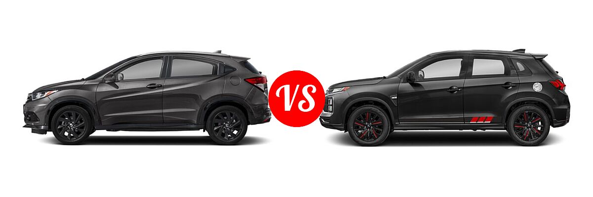 2021 Honda HR-V SUV Sport vs. 2021 Mitsubishi Outlander Sport SUV BE - Side Comparison