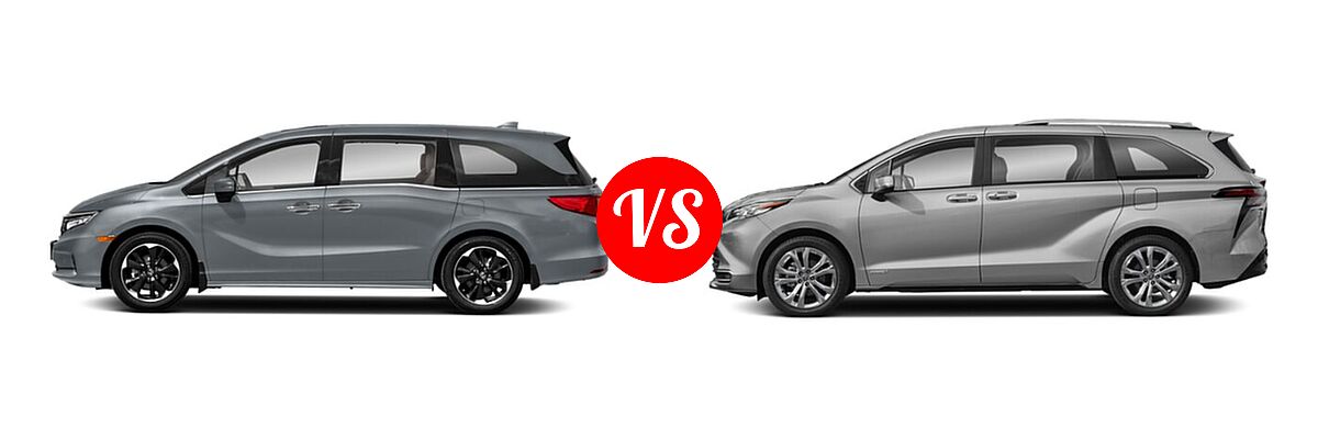 2021 Honda Odyssey Minivan Elite vs. 2021 Toyota Sienna Minivan Hybrid Platinum - Side Comparison