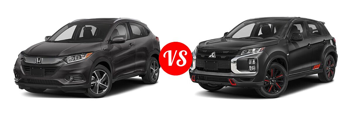 2021 Honda HR-V SUV EX-L vs. 2021 Mitsubishi Outlander Sport SUV BE - Front Left Comparison