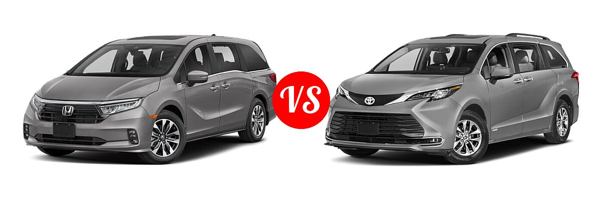 2021 Honda Odyssey Minivan EX-L vs. 2021 Toyota Sienna Minivan Hybrid XLE - Front Left Comparison