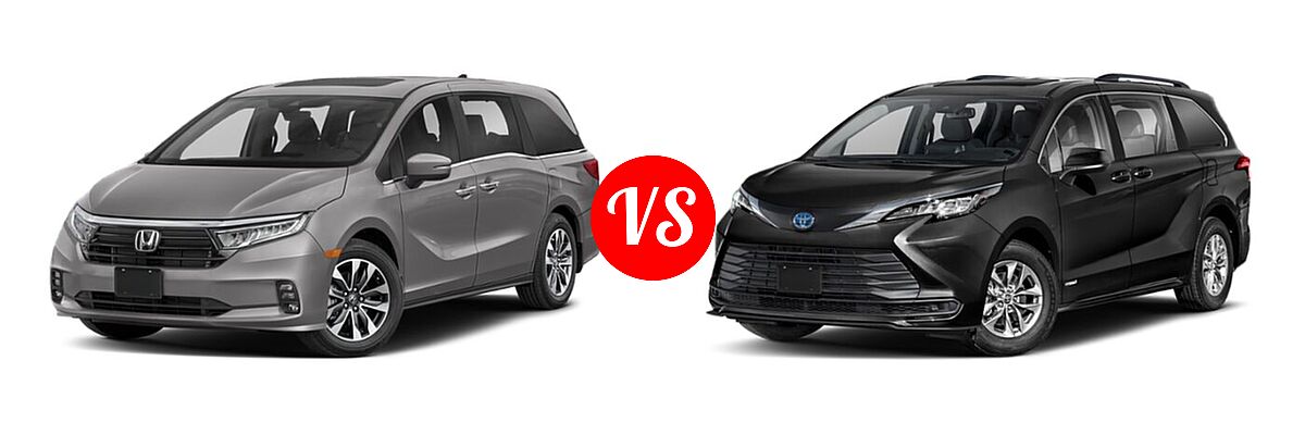 2021 Honda Odyssey Minivan EX-L vs. 2021 Toyota Sienna Minivan Hybrid LE - Front Left Comparison