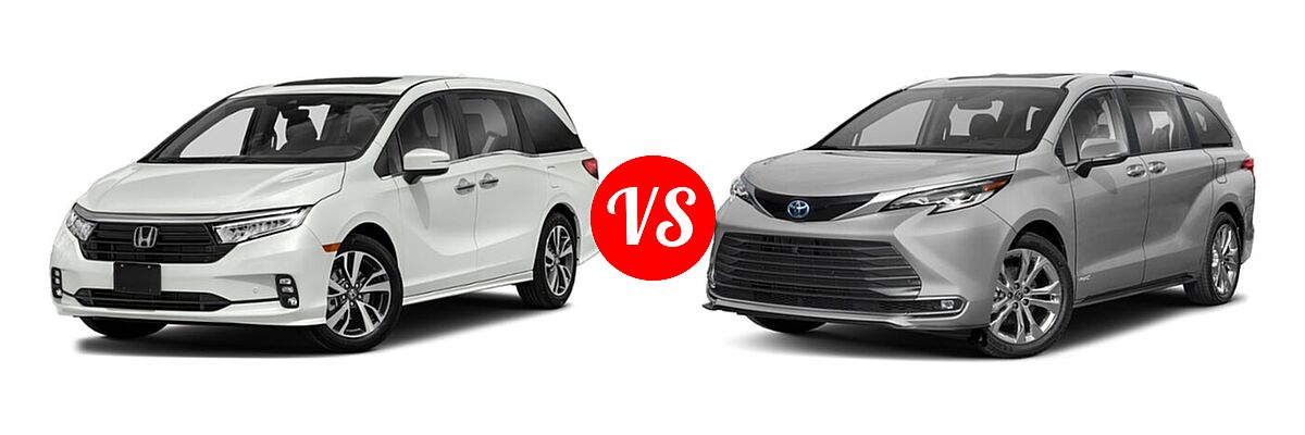 2021 Honda Odyssey Minivan Touring vs. 2021 Toyota Sienna Minivan Hybrid Platinum - Front Left Comparison