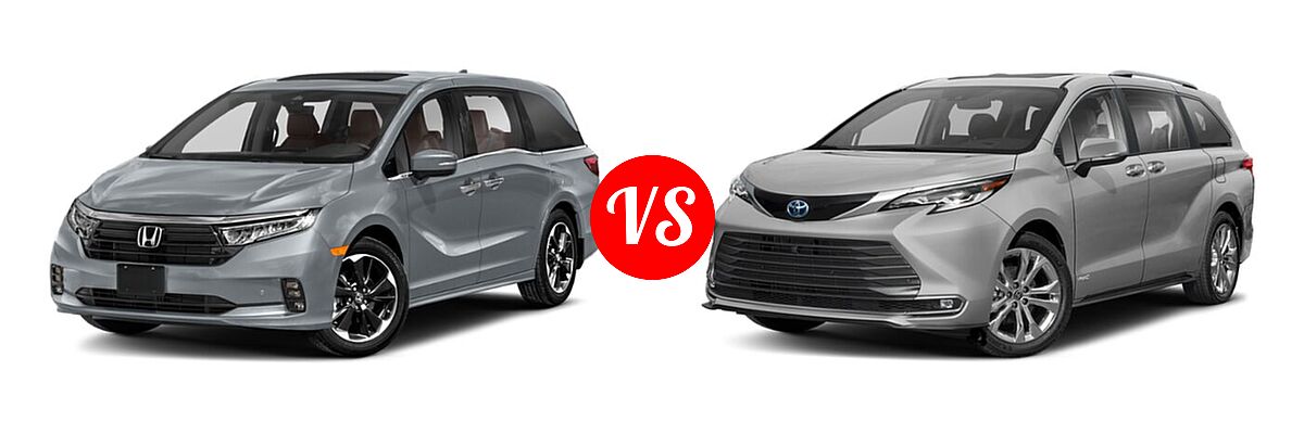 2021 Honda Odyssey Minivan Elite vs. 2021 Toyota Sienna Minivan Hybrid Platinum - Front Left Comparison