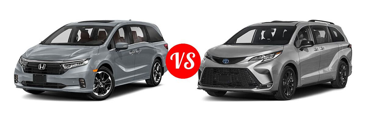 2021 Honda Odyssey Minivan Elite vs. 2021 Toyota Sienna Minivan Hybrid XSE - Front Left Comparison