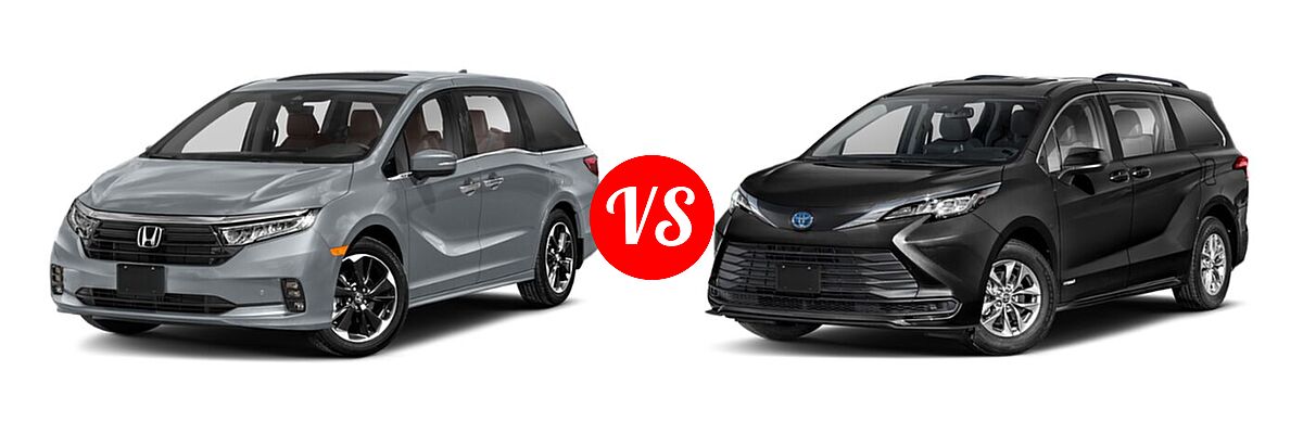 2021 Honda Odyssey Minivan Elite vs. 2021 Toyota Sienna Minivan Hybrid LE - Front Left Comparison