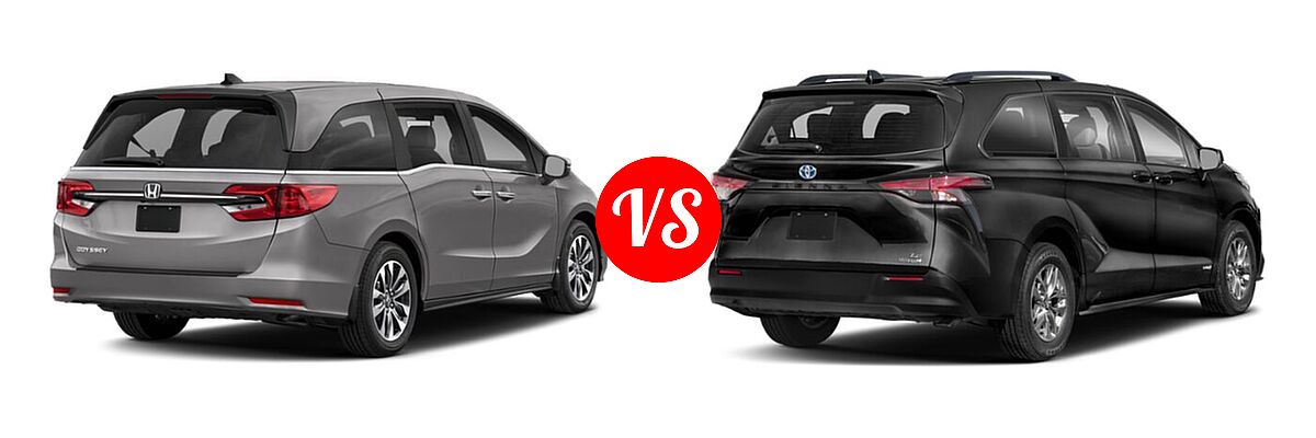2021 Honda Odyssey Minivan EX-L vs. 2021 Toyota Sienna Minivan Hybrid LE - Rear Right Comparison