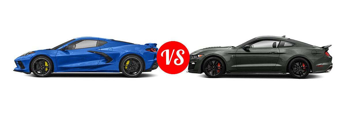2021 Chevrolet Corvette Coupe 1LT / 2LT / 3LT vs. 2021 Ford Shelby GT500 Coupe Shelby GT500 - Side Comparison