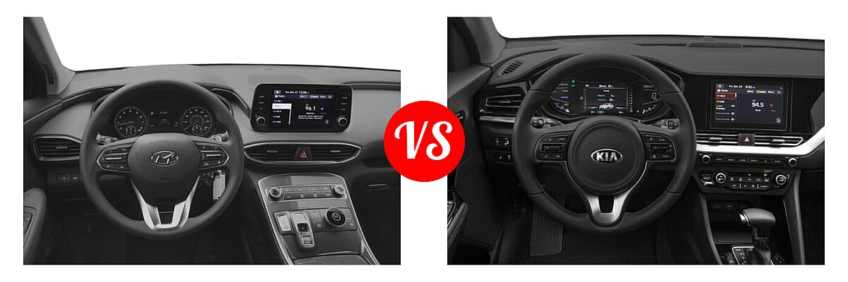 2021 Hyundai Santa Fe SUV SE vs. 2021 Kia Niro Plug-In Hybrid SUV PHEV EX - Dashboard Comparison