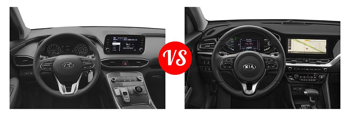2021 Hyundai Santa Fe SUV SE vs. 2021 Kia Niro Plug-In Hybrid SUV PHEV EX Premium - Dashboard Comparison