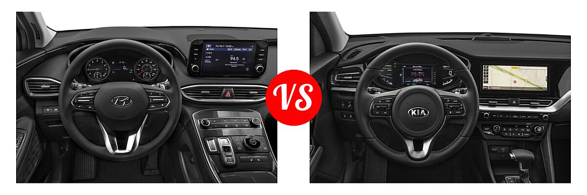 2021 Hyundai Santa Fe SUV SEL vs. 2021 Kia Niro Plug-In Hybrid SUV PHEV EX Premium - Dashboard Comparison