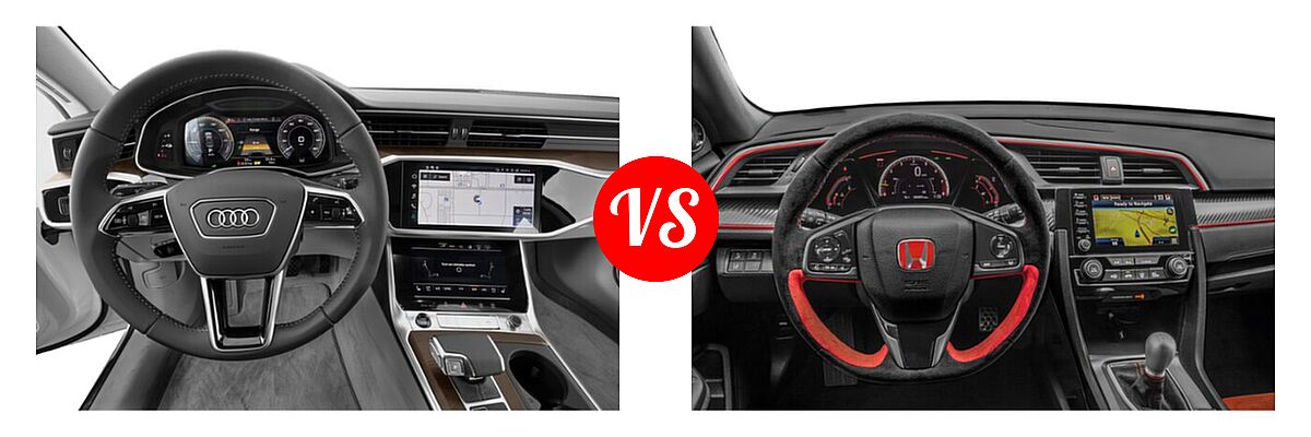 2021 Audi A7 e Hatchback PHEV Premium Plus / Prestige vs. 2021 Honda Civic Type R Hatchback Touring - Dashboard Comparison