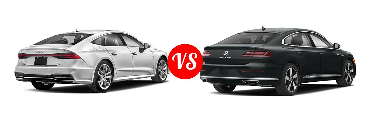 2021 Audi A7 e Hatchback PHEV Premium Plus / Prestige vs. 2021 Volkswagen Arteon Hatchback SE - Rear Right Comparison