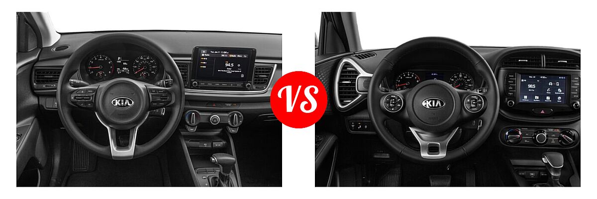 2021 Kia Rio Hatchback S vs. 2021 Kia Soul Hatchback LX / S / Turbo / X-Line - Dashboard Comparison