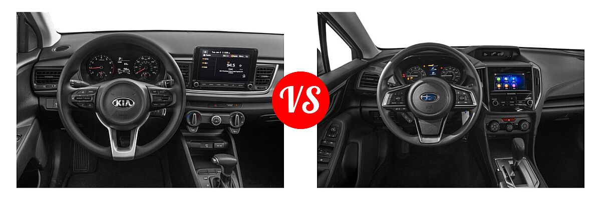 2021 Kia Rio Hatchback S vs. 2021 Subaru Impreza Hatchback 5-door CVT / 5-door Manual / Premium - Dashboard Comparison