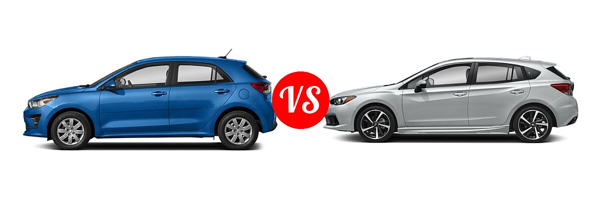 2021 Kia Rio Hatchback S vs. 2021 Subaru Impreza Hatchback Sport - Side Comparison