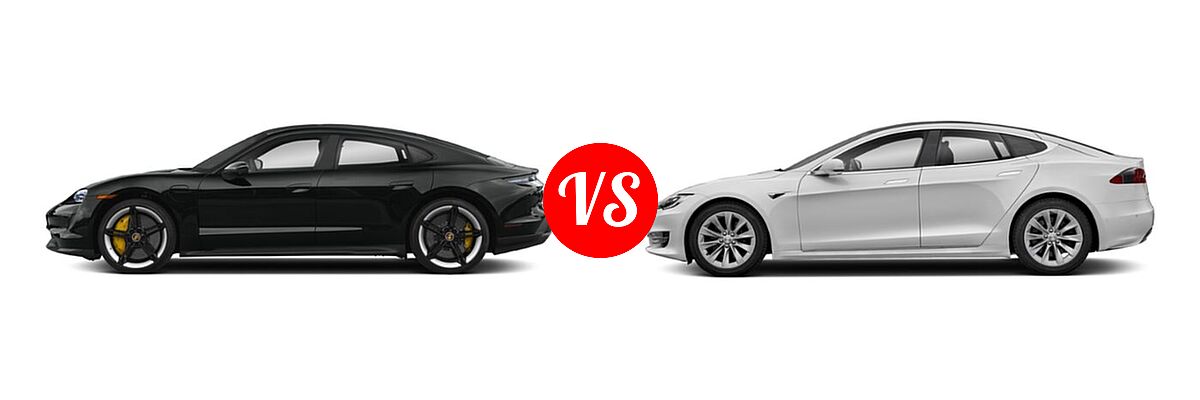 2021 Porsche Taycan Sedan Electric 4S / RWD / Turbo / Turbo S vs. 2018 Tesla Model S Sedan 100D / 75D / P100D - Side Comparison