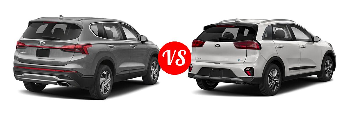 2021 Hyundai Santa Fe SUV SE vs. 2021 Kia Niro Plug-In Hybrid SUV PHEV EX - Rear Right Comparison