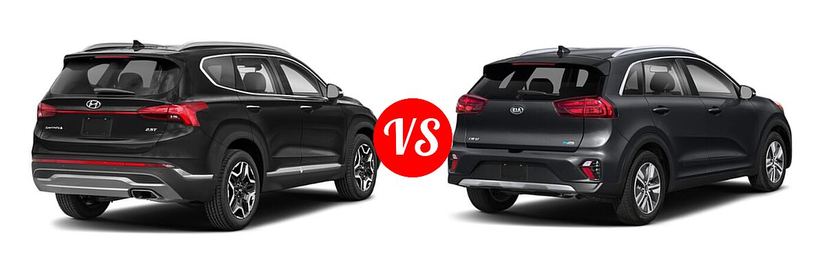 2021 Hyundai Santa Fe SUV Limited vs. 2021 Kia Niro Plug-In Hybrid SUV PHEV EX Premium - Rear Right Comparison