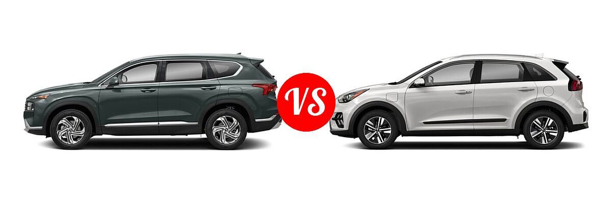 2021 Hyundai Santa Fe SUV SEL vs. 2021 Kia Niro Plug-In Hybrid SUV PHEV EX - Side Comparison