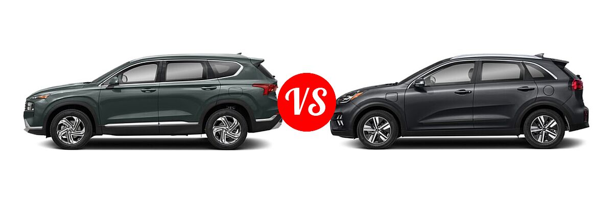 2021 Hyundai Santa Fe SUV SEL vs. 2021 Kia Niro Plug-In Hybrid SUV PHEV EX Premium - Side Comparison