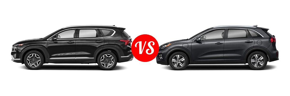 2021 Hyundai Santa Fe SUV Limited vs. 2021 Kia Niro Plug-In Hybrid SUV PHEV EX Premium - Side Comparison