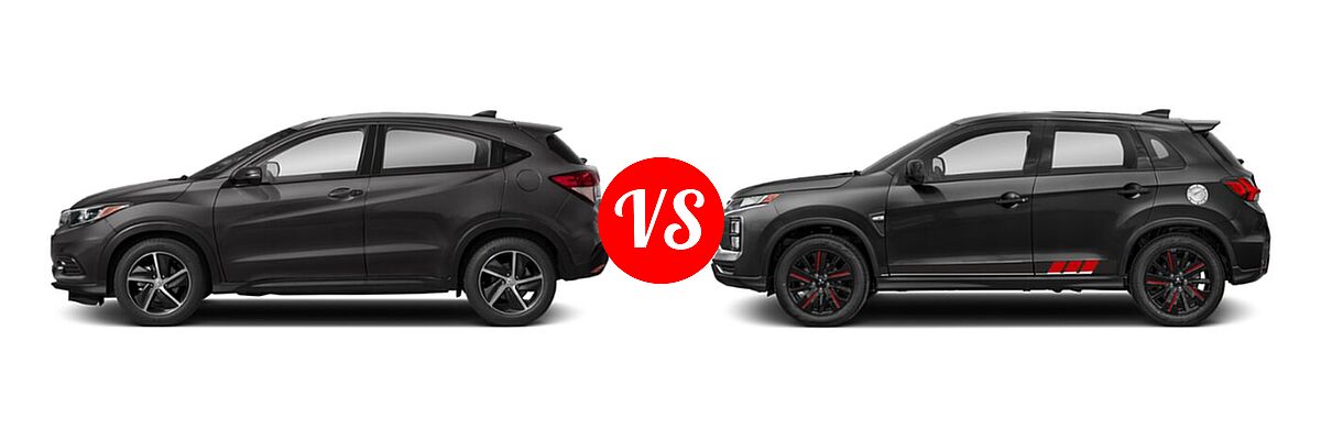 2021 Honda HR-V SUV EX vs. 2021 Mitsubishi Outlander Sport SUV BE - Side Comparison