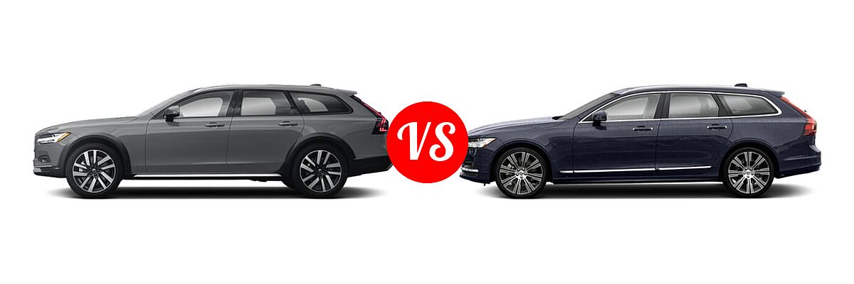 2021 Volvo V90 Cross Country Wagon T6 AWD vs. 2021 Volvo V90 Wagon Inscription / R-Design - Side Comparison
