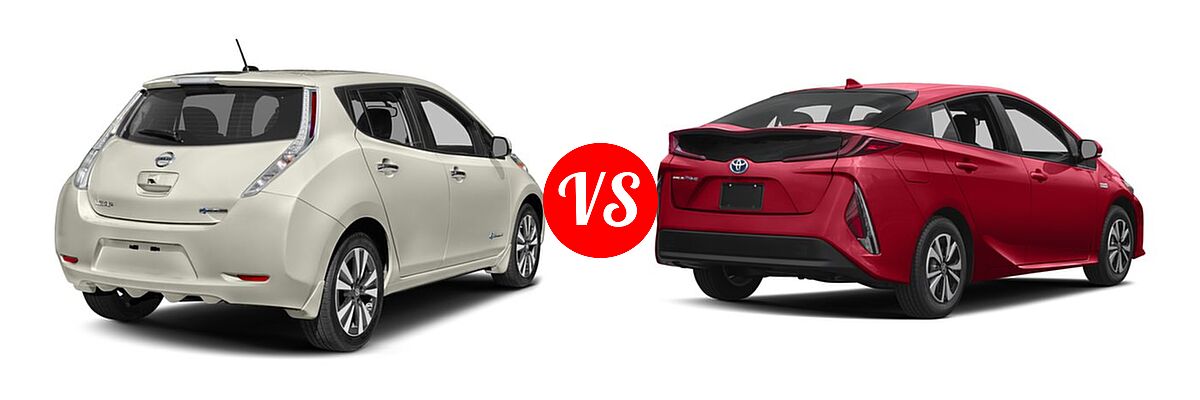 2017 Nissan Leaf Hatchback S / SL / SV vs. 2017 Toyota Prius Prime Hatchback Advanced / Plus / Premium - Rear Right Comparison