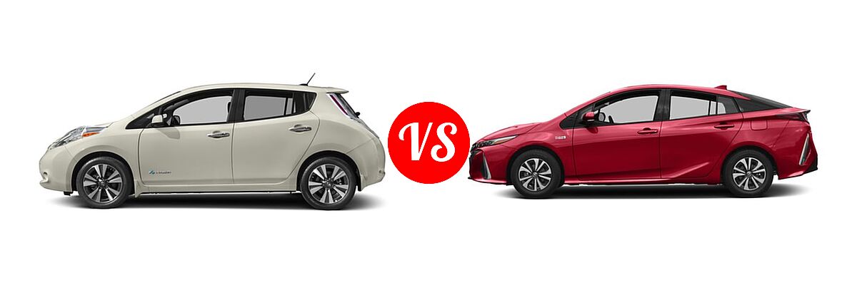 2017 Nissan Leaf Hatchback S / SL / SV vs. 2017 Toyota Prius Prime Hatchback Advanced / Plus / Premium - Side Comparison