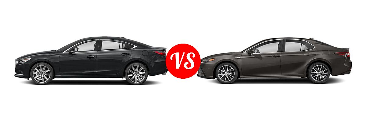 2021 Mazda 6 Sedan Signature vs. 2021 Toyota Camry Hybrid Sedan Hybrid Hybrid SE - Side Comparison