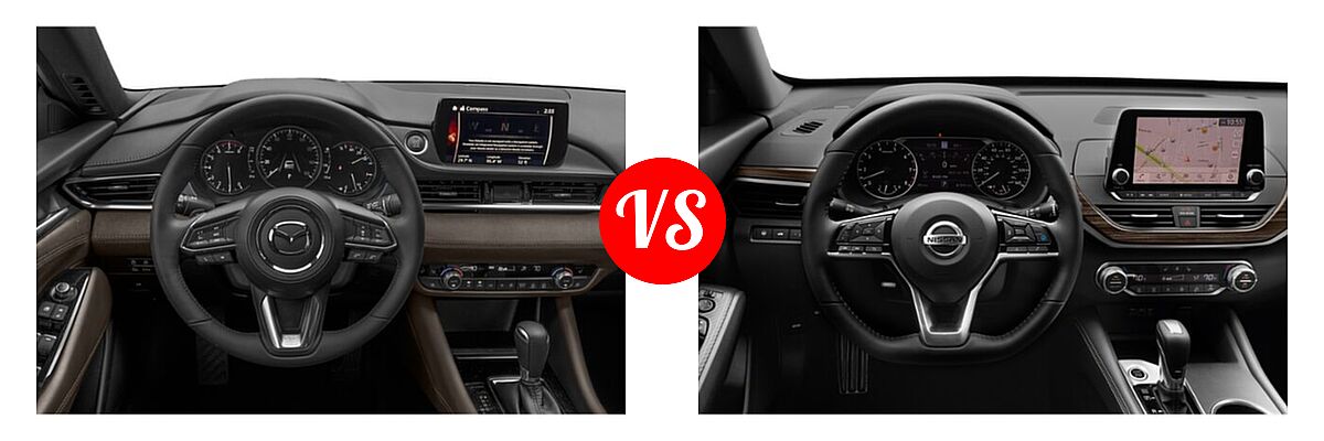 2021 Mazda 6 Sedan Signature vs. 2021 Nissan Altima Sedan 2.5 Platinum / 2.5 SL / 2.5 SV - Dashboard Comparison