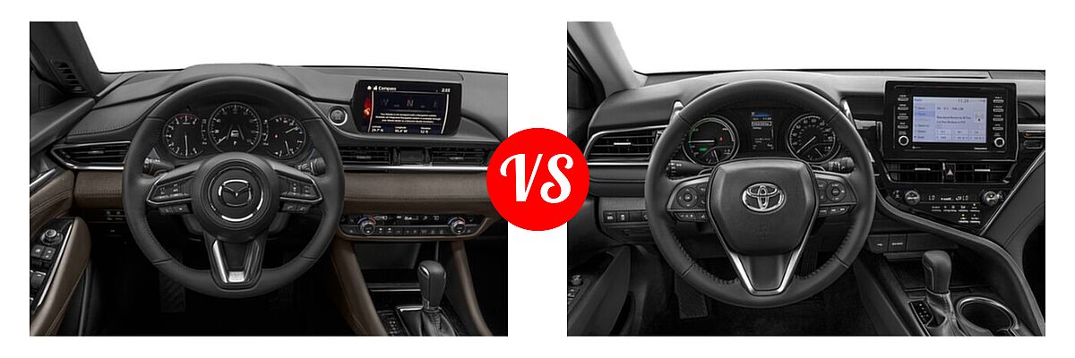 2021 Mazda 6 Sedan Signature vs. 2021 Toyota Camry Hybrid Sedan Hybrid Hybrid SE - Dashboard Comparison