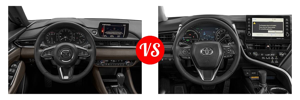 2021 Mazda 6 Sedan Signature vs. 2021 Toyota Camry Hybrid Sedan Hybrid Hybrid XSE - Dashboard Comparison