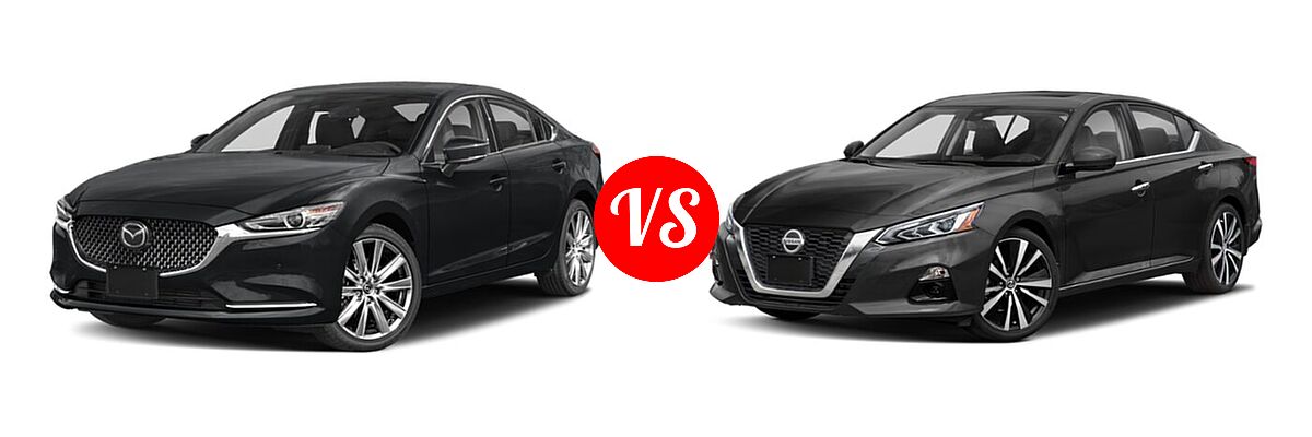 2021 Mazda 6 Sedan Signature vs. 2021 Nissan Altima Sedan 2.5 Platinum / 2.5 SL / 2.5 SV - Front Left Comparison