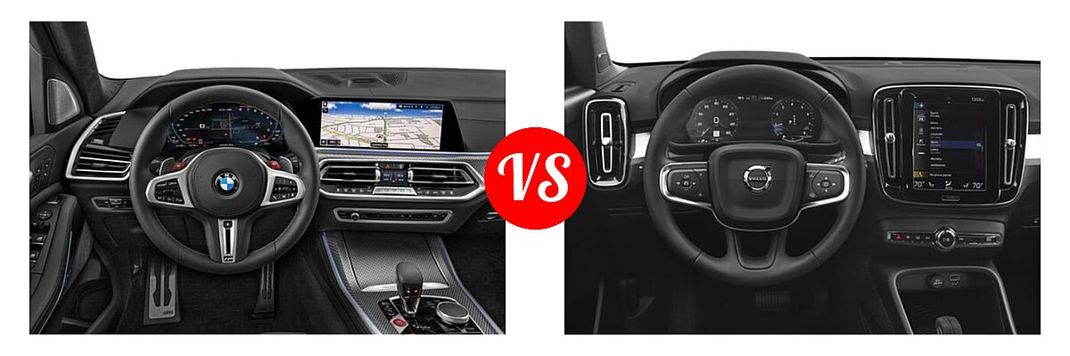 2021 BMW X5 M SUV Sports Activity Vehicle vs. 2019 Volvo XC40 SUV Momentum / R-Design - Dashboard Comparison
