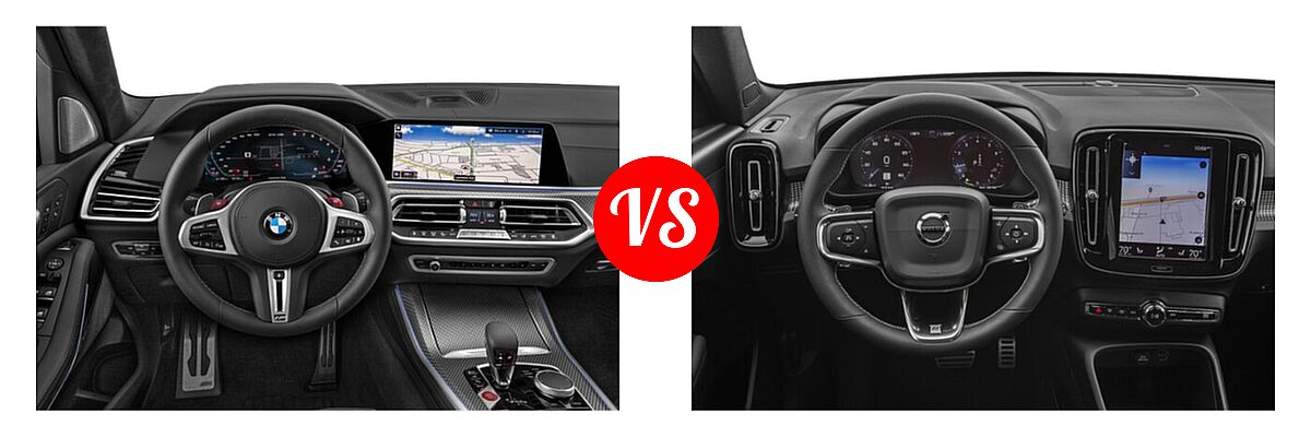 2021 BMW X5 M SUV Sports Activity Vehicle vs. 2019 Volvo XC40 SUV R-Design - Dashboard Comparison