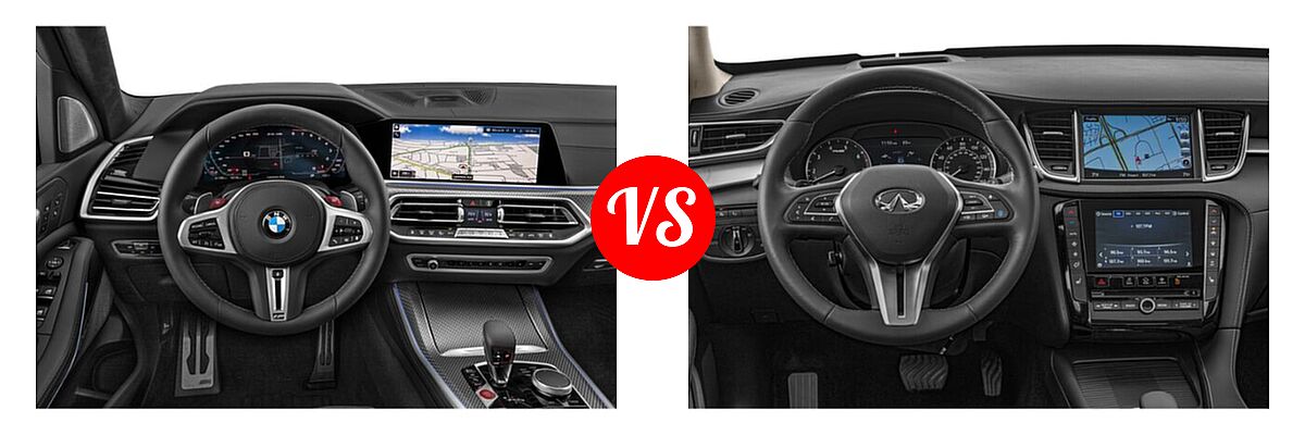 2021 BMW X5 M SUV Sports Activity Vehicle vs. 2019 Infiniti QX50 SUV ESSENTIAL / LUXE / PURE - Dashboard Comparison
