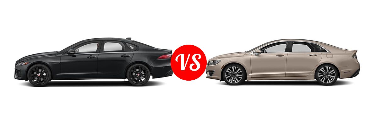 2021 Jaguar XF Sedan R-Dynamic SE / S / SE vs. 2018 Lincoln MKZ Sedan Black Label / Premiere / Reserve / Select - Side Comparison