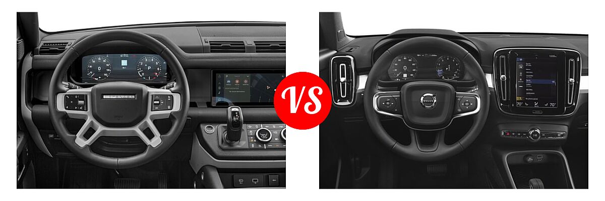 2021 Land Rover Defender 110 SUV 110 AWD / S / SE / X / X-Dynamic HSE / X-Dynamic SE vs. 2019 Volvo XC40 SUV Momentum / R-Design - Dashboard Comparison