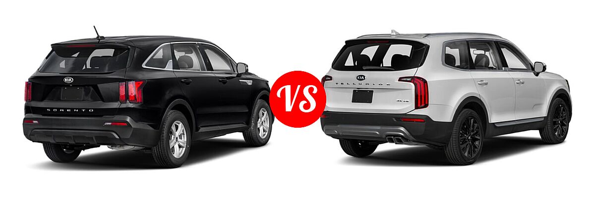 2021 Kia Sorento SUV LX vs. 2021 Kia Telluride SUV SX - Rear Right Comparison
