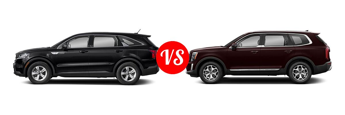 2021 Kia Sorento SUV LX vs. 2021 Kia Telluride SUV EX / LX - Side Comparison