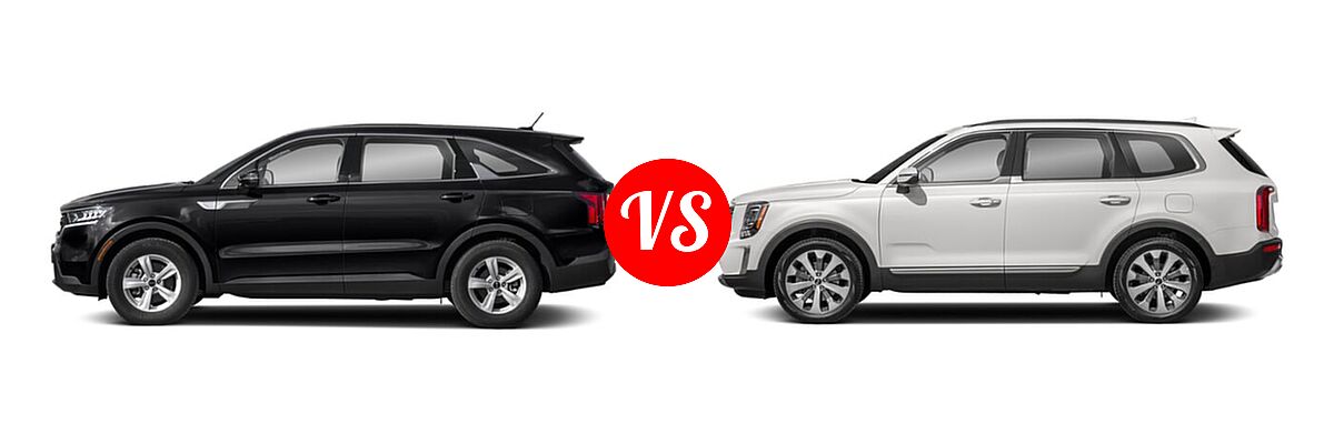 2021 Kia Sorento SUV LX vs. 2021 Kia Telluride SUV S - Side Comparison