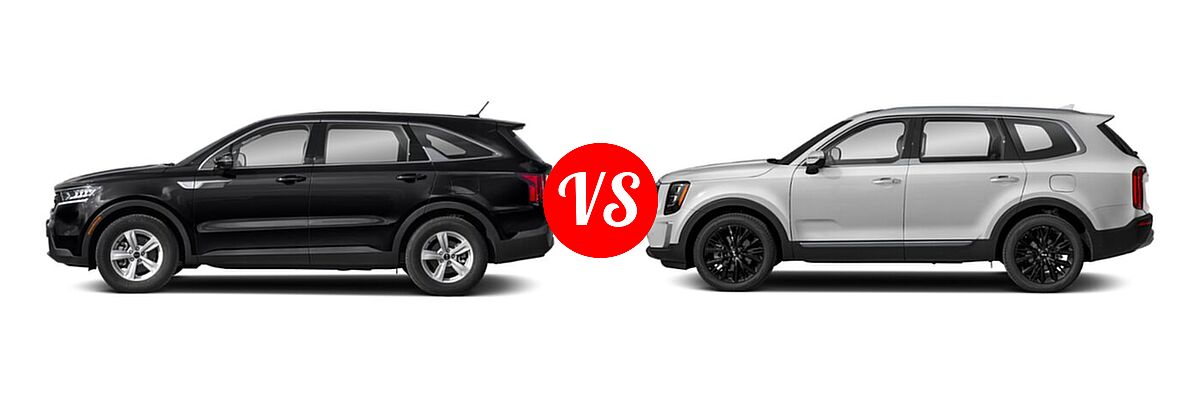 2021 Kia Sorento SUV LX vs. 2021 Kia Telluride SUV SX - Side Comparison