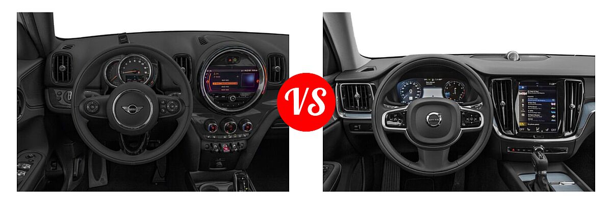 2021 MINI Countryman Wagon Cooper / Cooper S / Oxford Edition vs. 2021 Volvo V60 Wagon Inscription / Momentum / R-Design - Dashboard Comparison
