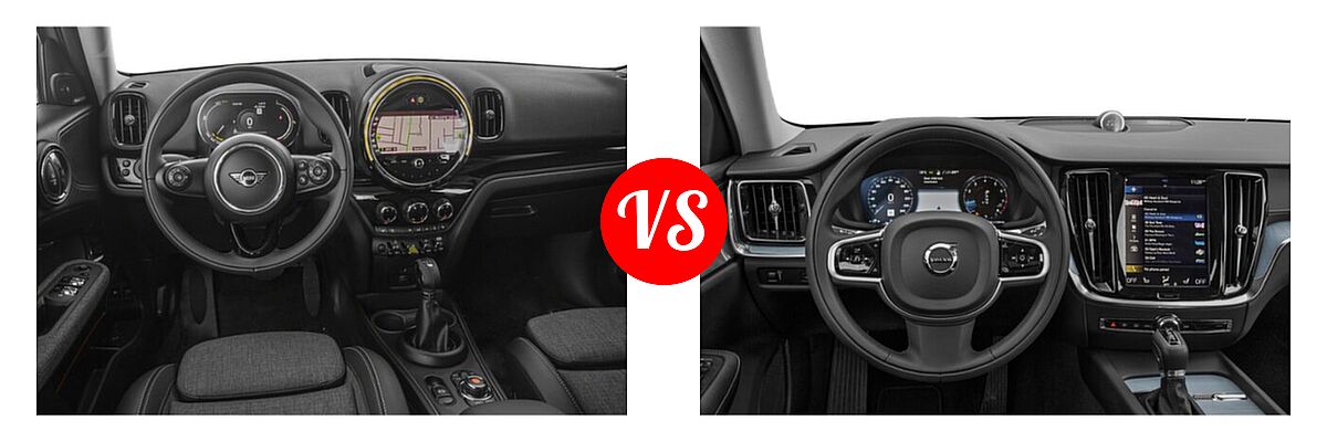 2021 MINI Countryman Wagon PHEV Cooper SE vs. 2021 Volvo V60 Wagon Inscription / Momentum / R-Design - Dashboard Comparison