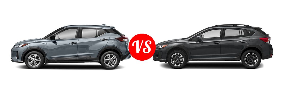 2021 Nissan Kicks SUV S / SV vs. 2021 Subaru Crosstrek SUV CVT / Manual - Side Comparison