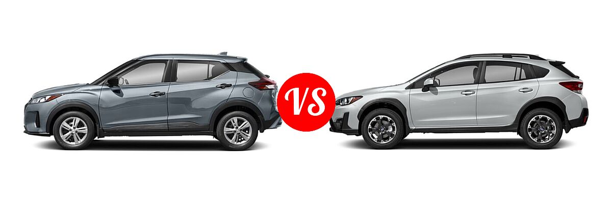 2021 Nissan Kicks SUV S / SV vs. 2021 Subaru Crosstrek SUV Premium - Side Comparison